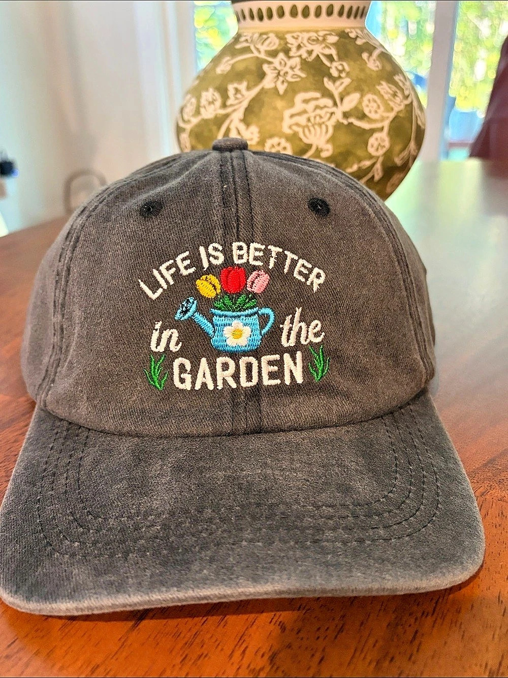 Garden Embroidered Gray Hat